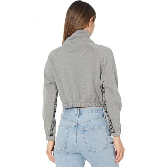 NWT Juicy Couture grey & brand stripe cropped sweatshirt & shorts coord set - Picture 3 of 16